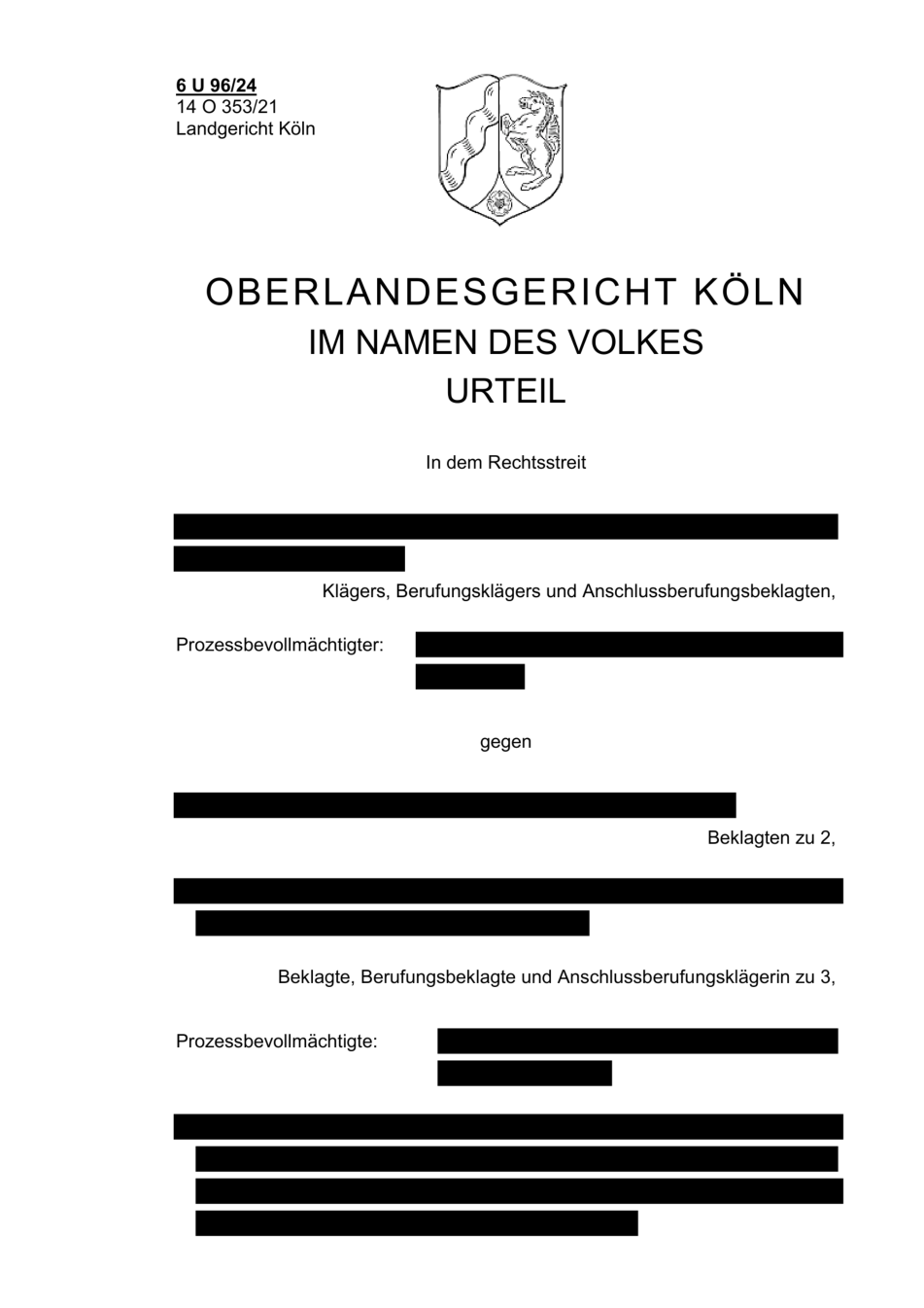Seite 1 von 22: OLG Köln · 6 U 96/24, Urteil vom 14. November 2025